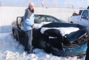 Jessica with car 