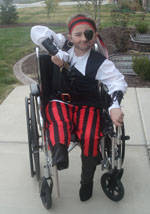 Drew dressed up as a pirate with a real "peg leg" for Halloween